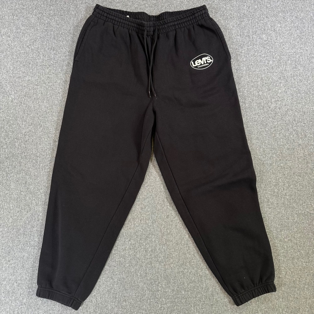 Levi's Sweatpants Mens XL California Logo Black Relaxed Fleece Joggers